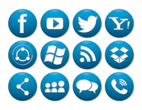 Blue Button Style Social Media Icon Collection