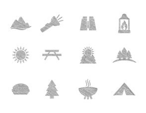 Sketchy Style Camping Icon Collection