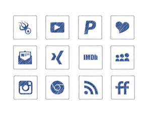 Scribble Style Social Media Icon Collection