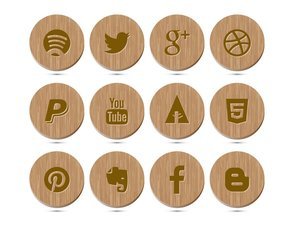Wood Style Social Media Icon Collection