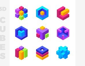Colorful 3D Geometric Cubes